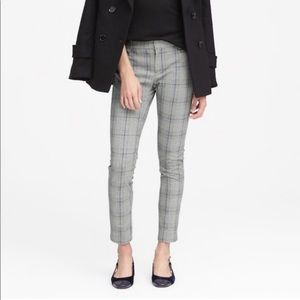 Banana Republic Women 2 Black White Glen Plaid Skinny Fit Sloan Dress Pants